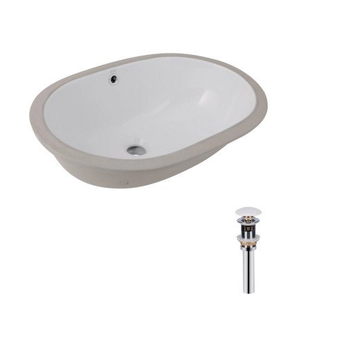 Комплект Qtap Stork: Раковина врезная овальная 560x395x195 мм White + Донный клапан PU02O