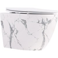 Унітаз підвісний Robin Ultra Quiet 490×365×325 мм, Marble, з сидінням Slim Duroplast / Soft-close / Quick Release QT13332381АSMR Qtap