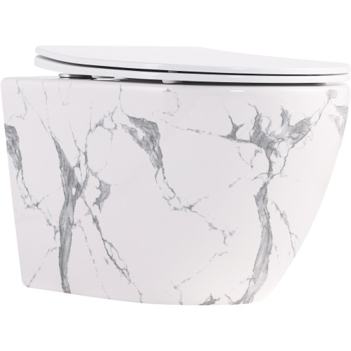 Унитаз подвесной Robin Ultra Quiet 490×365×325 мм, Marble, с сиденьем Slim Duroplast / Soft-close / Quick Release QT13332381АSMR Qtap