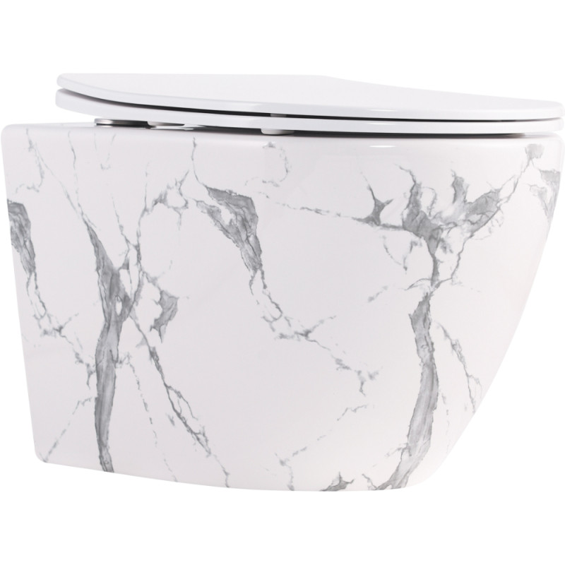 Унитаз подвесной Robin Ultra Quiet 490×365×325 мм, Marble, с сиденьем Slim Duroplast / Soft-close / Quick Release QT13332381АSMR Qtap