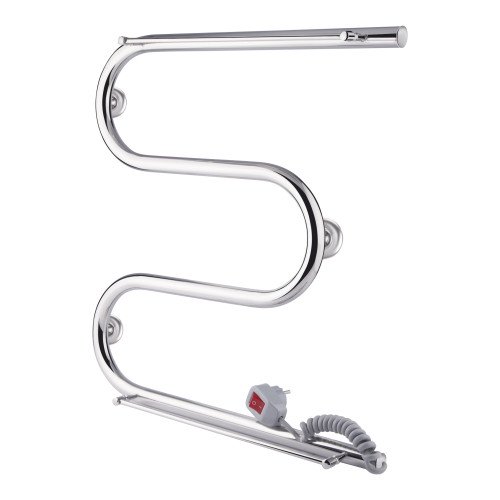 Полотенцесушитель электрический Qtap Snake shelf (CRM) 500х500 RE с полотенцедержателем