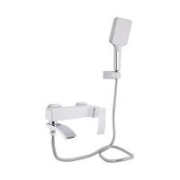 Смеситель для ванны Qtap Swan Cascada с поворотным изливом (c душевым гарнитуром) QTSWA260CRW45569 Chrome/White