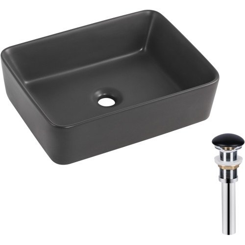 Раковина накладная Qtap Tern 480x370x135 мм, Anthracite, прямоугольная, с донным клапаном QT17116069AN