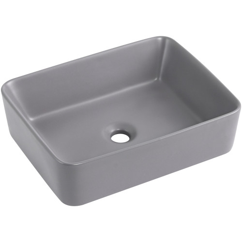Раковина накладная Qtap Tern 480x370x135 мм, Stone grey, прямоугольная, с донным клапаном QT17116069SG