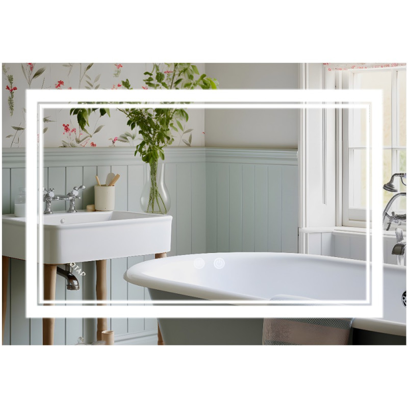 Зеркало Qtap Cardinal (CA1) 800х600 с LED-подсветкой Touch, с антизапотеванием, с диммером, рег. темп. цвета (3000-6500K) Reverse QT0478C8060