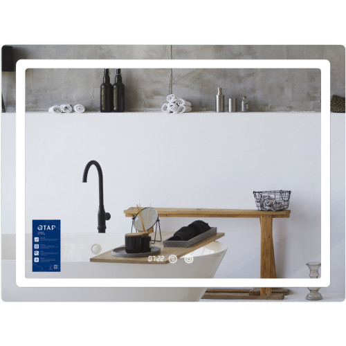Зеркало Qtap Mideya (MI2) 800х600 с часами, с LED-подсветкой Touch, с антизапотеванием, диммером, рег. яркости QTMID80060049265