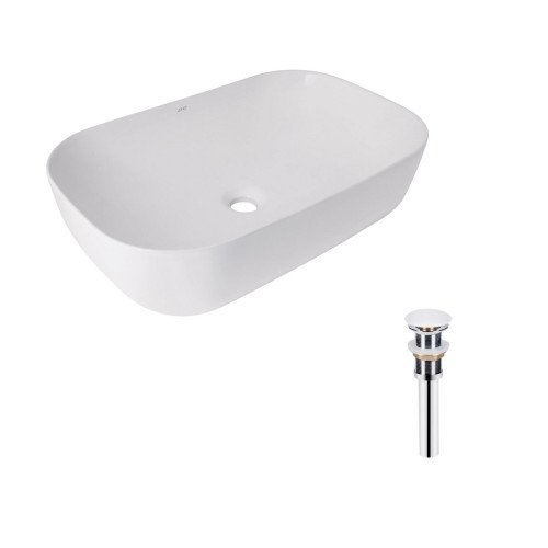 Комплект Qtap Robin: Раковина накладная прямоугольная 600x390x150 мм White + Донный клапан PU02