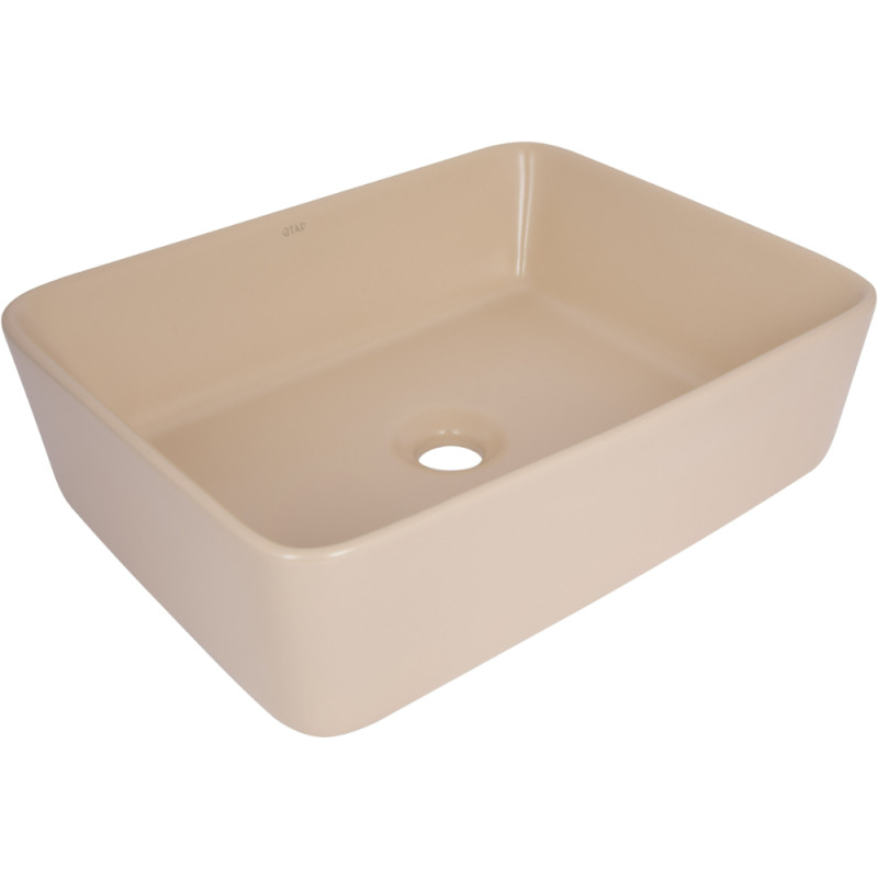 Раковина накладная Qtap Tern 480x370x135 мм, Beige, прямоугольная, с донным клапаном QT17116069SB