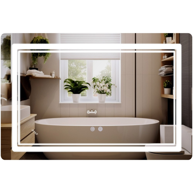 Зеркало Qtap Cardinal (CA2) 800х600 с LED-подсветкой Touch, с антизапотеванием, с диммером, рег. темп. цвета (3000-6500K) Reverse QT0478C806048457