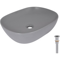 Раковина накладна Qtap Aquarius 470x380x120 мм, Stone grey, прямокутна, з донним клапаном QTAQA188SG49780