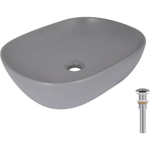 Раковина накладная Qtap Aquarius 470x380x120 мм, Stone grey, прямоугольная, с донным клапаном QTAQA188SG49780