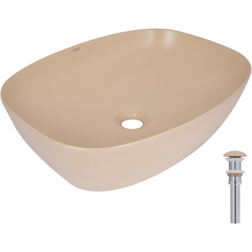 Раковина накладная Qtap Cardinal 500х380х140 мм, Beige, прямоугольная, с донным клапаном QTCAR188SB49825