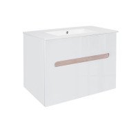 Комплект Qtap Virgo 800х580х437 White/Whitish oak тумба підвісна + раковина урізна  QT1872TPА8013080CW