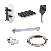Комплект для душа Qtap Votice: Смеситель для душа QTVOT65T105OGC+Душ.набор(QTHLA107CRM45944+QTRUC125CRM45954+QTTRU120CRM45928+QTCRMBH030+QTHADPVC160C)