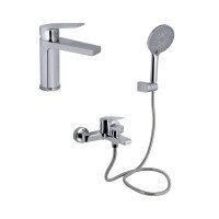 Акционный набор Qtap: Stenava New Смеситель для раковины QTSTE270CRM45535 Chrome + Stenava New Смеситель для ванны QTSTE259CRM45537 Chrome
