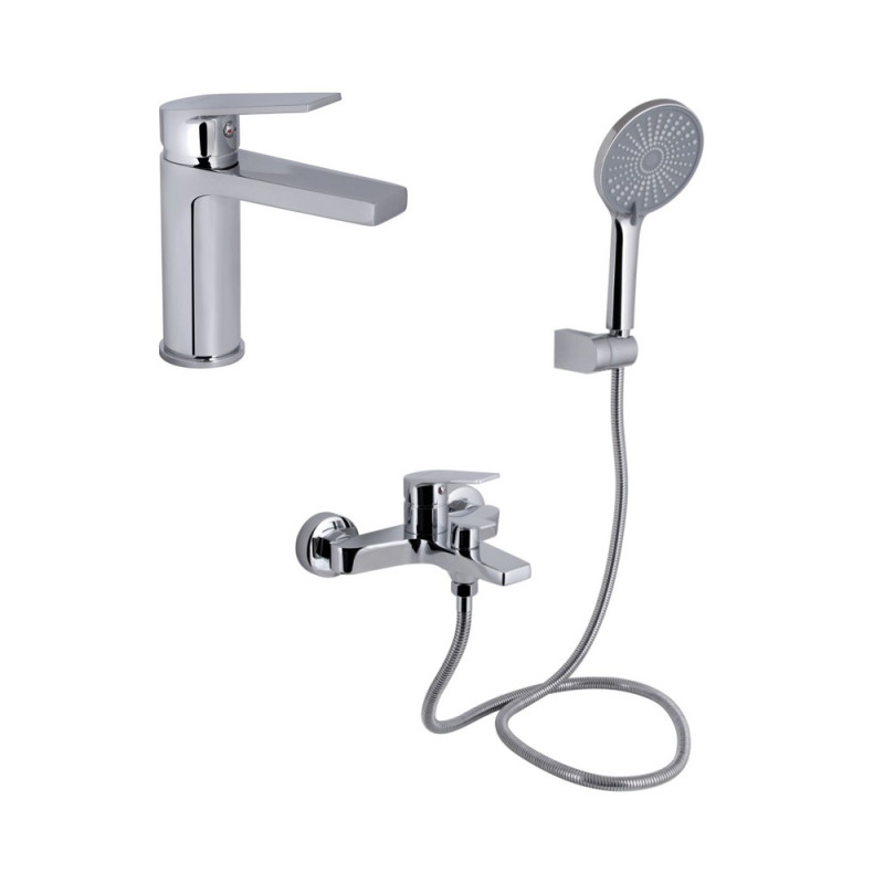 Акционный набор Qtap: Stenava New Смеситель для раковины QTSTE270CRM45535 Chrome + Stenava New Смеситель для ванны QTSTE259CRM45537 Chrome