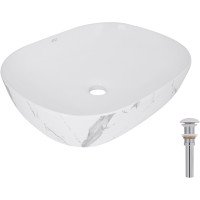 Раковина накладна Qtap Aquarius 470x380x120 мм, Marble, прямокутна, з донним клапаном QTAQA188MR49782