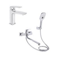 Акционный набор для Ванной комнаты Qtap Tern Смеситель для раковины QTTER2701CRM47584 Chrome+Qtap Tern Смеситель для ванны QTTER260CRM47587 Chrome