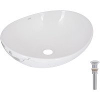 Раковина накладна Qtap Dove 415x340x140 мм, Marble, овальна, з донним клапаном QTDOV188SB49785