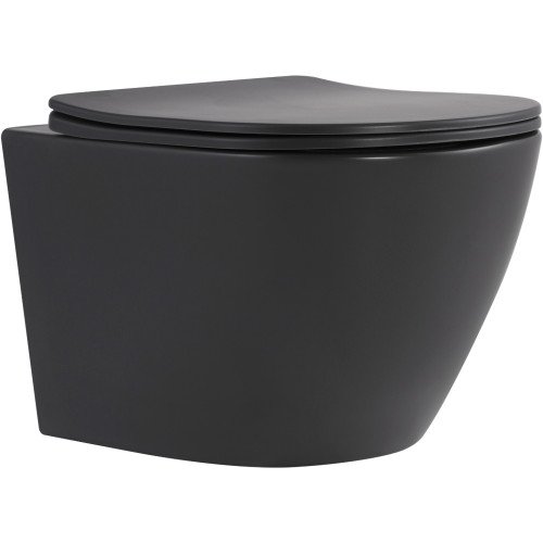 Унітаз підвісний Qtap Robin Ultra Quiet 520×365×340 мм, Anthracite, з сидінням Slim Duroplast / Soft-close / Quick Release QTROB26AN48995