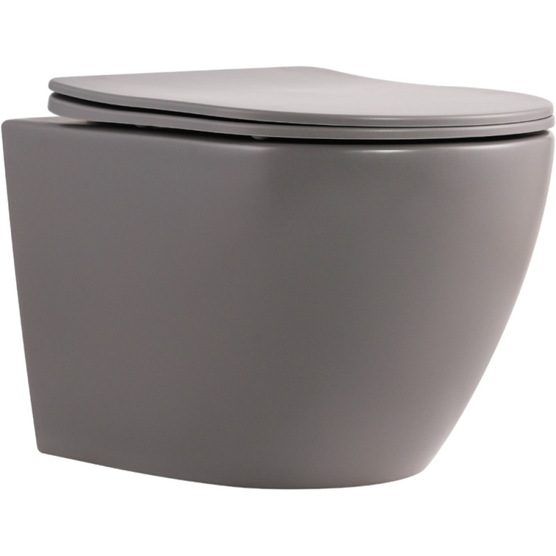 Унітаз підвісний Qtap Robin Ultra Quiet 520×365×340 мм, Stone grey, з сидінням Slim Duroplast / Soft-close / Quick Release QTROB26SG48996