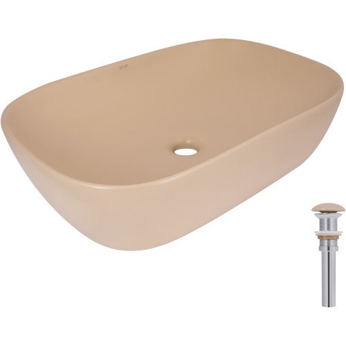 Раковина накладная Qtap Robin 600x390x150 мм, Beige, прямоугольная, с донным клапаном QTROB188SB49787