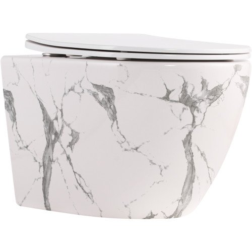 Унитаз подвесной Qtap Robin Ultra Quiet 520×365×340 мм, Marble, с сиденьем Slim Duroplast / Soft-close / Quick Release QTROB26MR48998 Унитаз подвесной Qtap Robin Ultra Quiet 520×365×340 мм, Marble, с сиденьем Slim Duroplast / Soft-close / Quick Release QTROB26MR48998