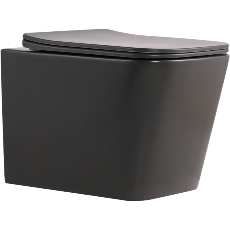 Унитаз подвесной Qtap Tern Ultra Quiet 520×345×325 мм, Anthracite, с сиденьем Slim Duroplast / Soft-close / Quick Release QTTER26AN48999