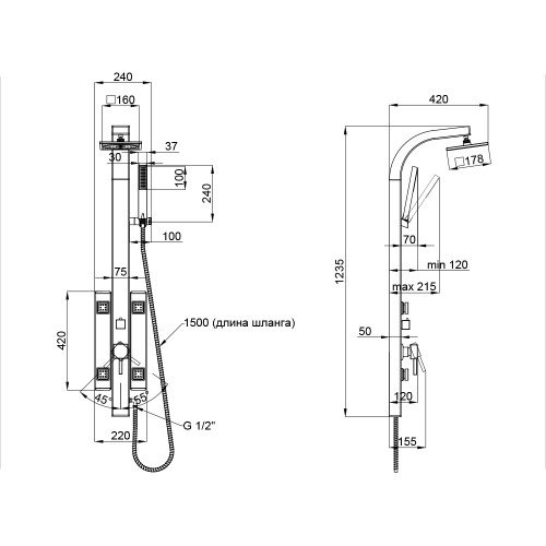 Душевая панель Qtap SIL 1102
