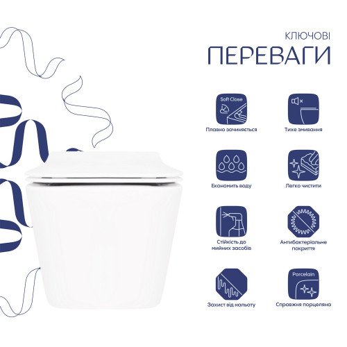 Унитаз подвесной Qtap Crow безободковый с сиденьем Soft-close QT05335170W