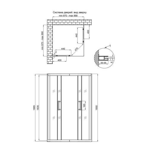 Душова кабіна Qtap Taurus BLA1099SC6 89х89 см, скло Clear 6 мм, покриття CalcLess, без піддона