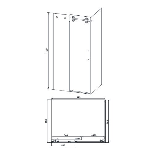 Душова кабіна Qtap Aries CRM1018RC8 100х80 см, скло Clear 8 мм без піддона