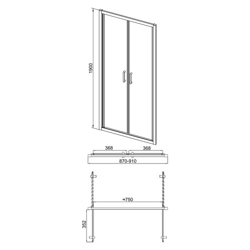 Душові двері в нішу Qtap Gemini CRM209.C6 90х190 см, скло Clear 6 мм, покриття CalcLess