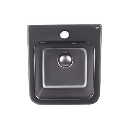 Раковина підвісна моноблок Qtap Tern 370х410х400 Matt black з донним клапаном QT1711G808MB