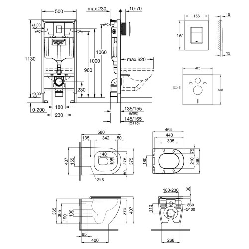 Набор инсталляция 4 в 1 Grohe Rapid SL 38772001 + унитаз с сиденьем Qtap Tern QT13332141ERW