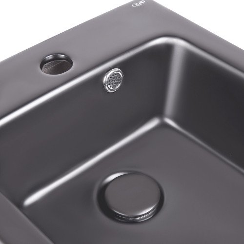 Раковина підвісна моноблок Qtap Tern 370х410х400 Matt black з донним клапаном QT1711G808MB