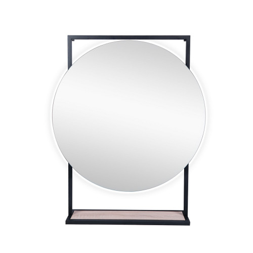 Зеркало Qtap Taurus 600х850х140 Black/Whitish oak с LED-подсветкой QT2478ZP700BWO