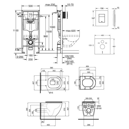 Набор инсталляция 4 в 1 Grohe Rapid SL 38772001 + унитаз с сиденьем Qtap Tern QT13332141ERMB
