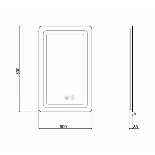 Зеркало Qtap Mideya (DC-F911) 500х800 с LED-подсветкой Touch, с антизапотеванием QT2078F911W