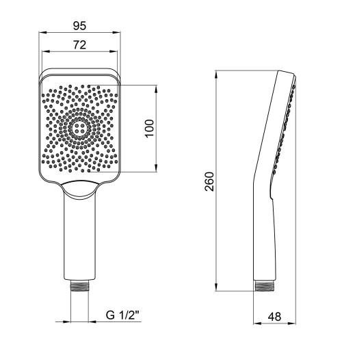 Лейка для ручного душа Qtap Rucni прямоугольная QTRUCA145S1GRP Graphite