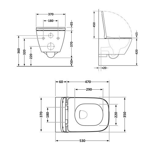 Унітаз підвісний Qtap Gemini безободковий з сидінням Soft-close QT2533076EUQW