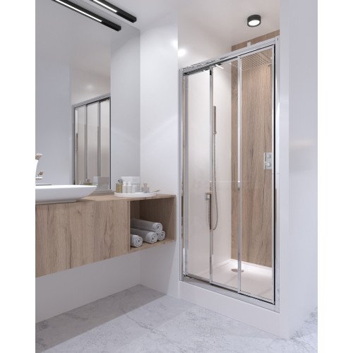 Душові двері в нішу Qtap Unifold CRM208.C4 78-81x185 см, скло Clear 4 мм, покриття CalcLess