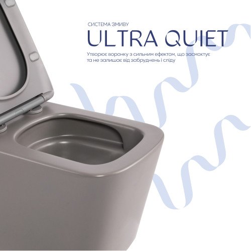 Унітаз підвісний Qtap Tern Ultra Quiet 520×345×325 мм, Stone grey, з сидінням Slim Duroplast / Soft-close / Quick Release QTTER26SG49000
