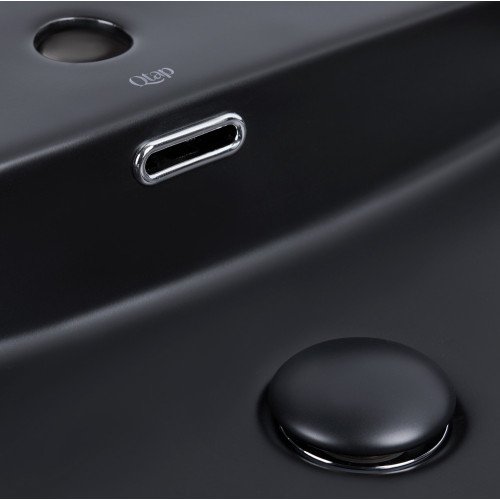 Раковина Qtap Nando LT 500х420х120 Matt black с донным клапаном QT12112173SMBMB