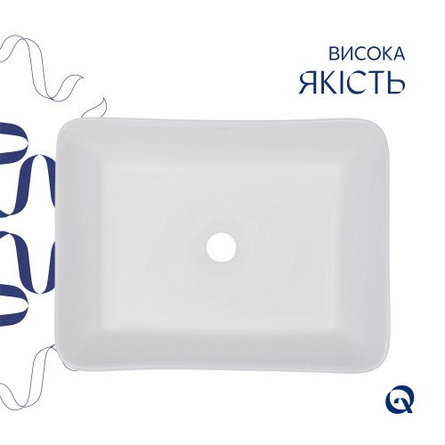Комплект Qtap Tern: Раковина накладна прамокутна 475х370х140 мм White + Донний клапан PU02