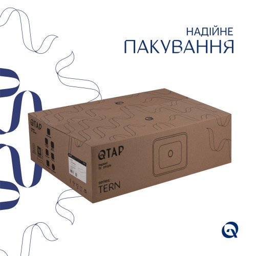 Комплект Qtap Tern: Раковина накладна прамокутна 475х370х140 мм White + Донний клапан PU02