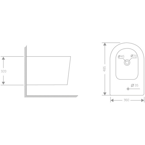Биде подвесное Qtap Swan 485х360х320 мм, White QT16555379W