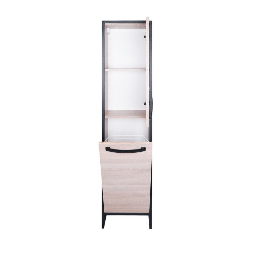 Пенал підлоговий Qtap Taurus 350х1750х300 Whitish oak з кошиком для білизни QT2475PN175KRWO