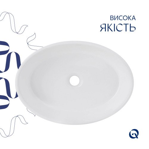 Комплект Qtap Kolibri: Раковина накладная овальная 500x360x140 мм White + Донный клапан PU02