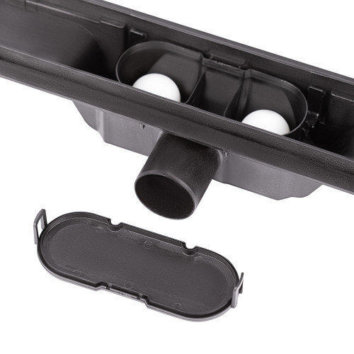 Трап линейный Qtap Dry FF304-800MBLA с нержавеющей решеткой 800х73